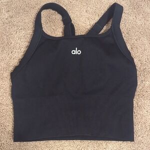 ALO Yoga Black Ribbed Seamless Bra Tank Top